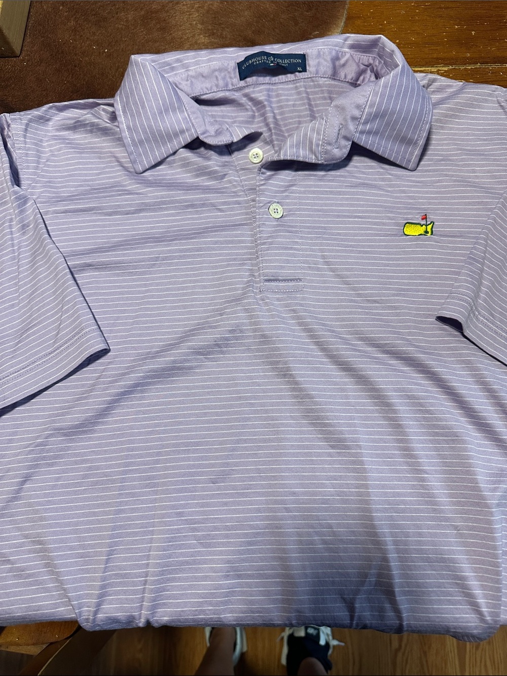 Light Lavender Striped Polo with Embroidered Logo